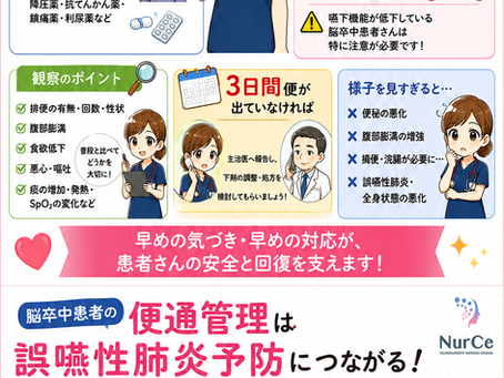 脳卒中患者さんの便秘と便通管理|誤嚥性肺炎予防につながる看護ケア便通は誤嚥性肺炎予防になる