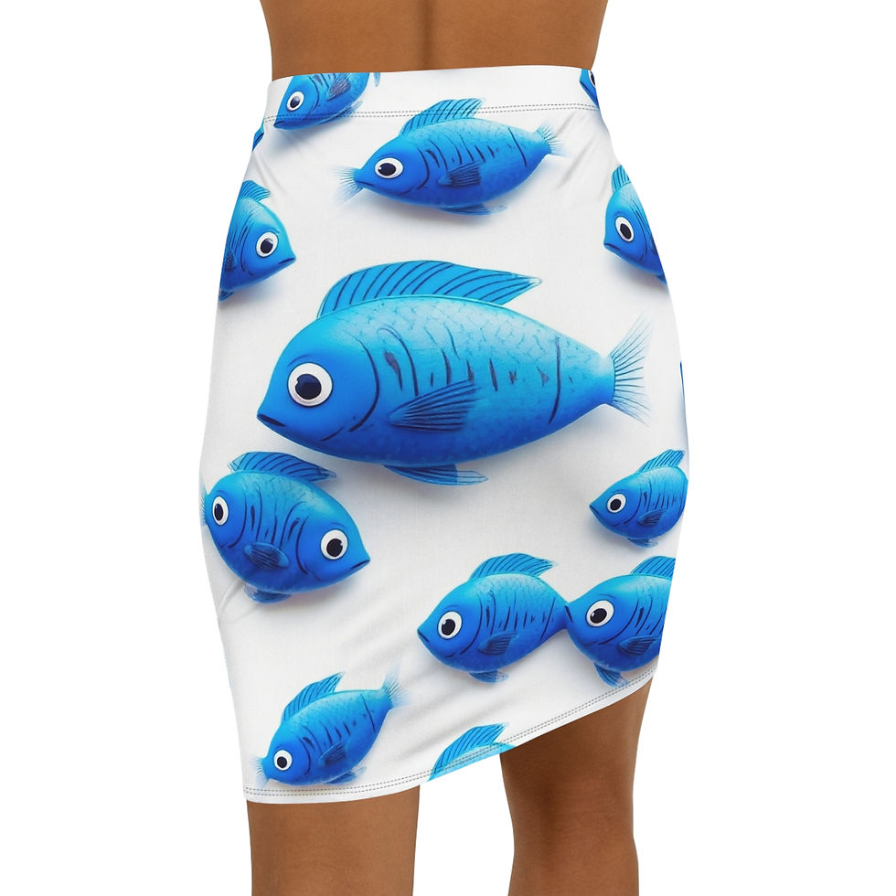 Thumbnail: Fish - Women's Mid-Waist Pencil Skirt (AOP)