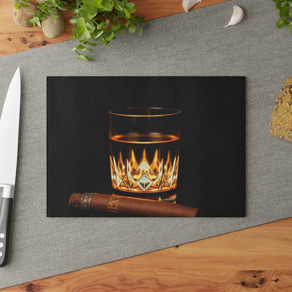 Thumbnail: Cocktail and Cigar Custom Glass Cutting Board