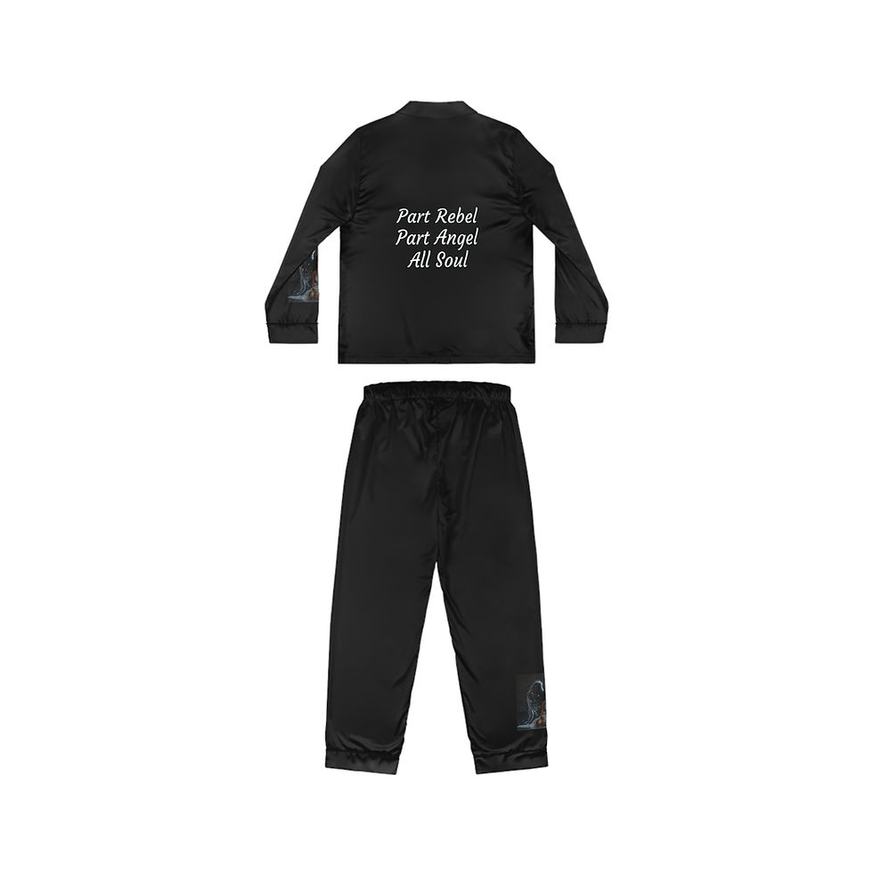 Thumbnail: Part Rebel Part Angel All Soul - Collection, Women's Satin Pajamas (AOP)