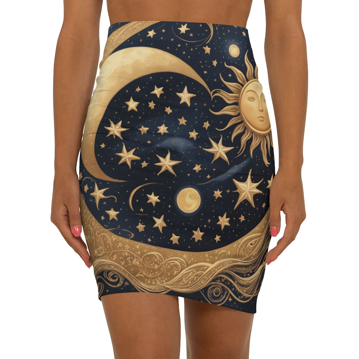Celestial Women's Mid-Waist Pencil Skirt (AOP)