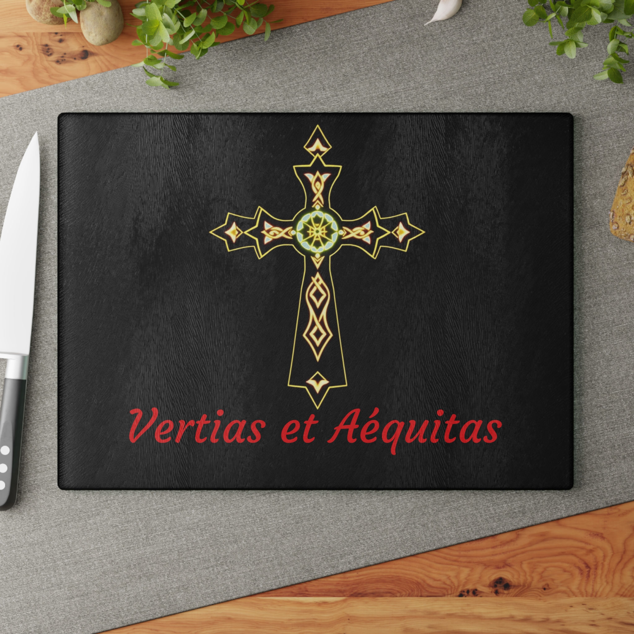 Vertias et Aéquitas Custom Glass Cutting Board