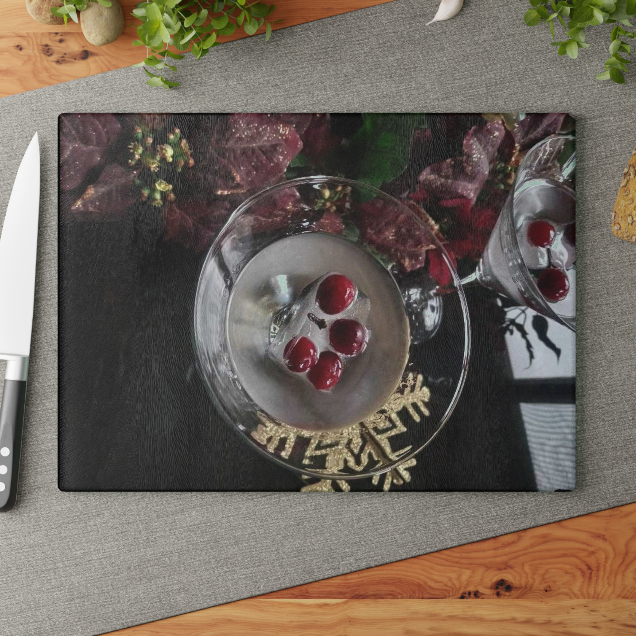 Christmas Spirit Glass Cutting Board