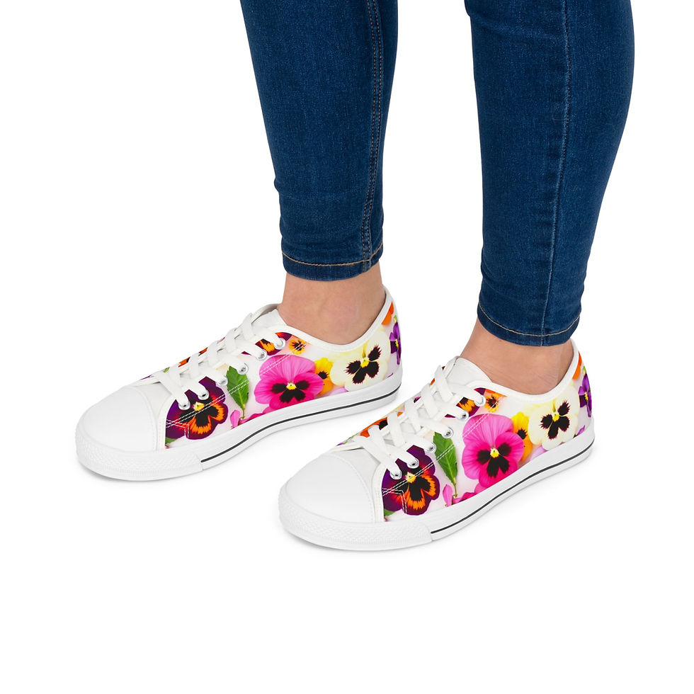 Thumbnail: Summer Pansy Flower Collection Women's Low Top Sneakers