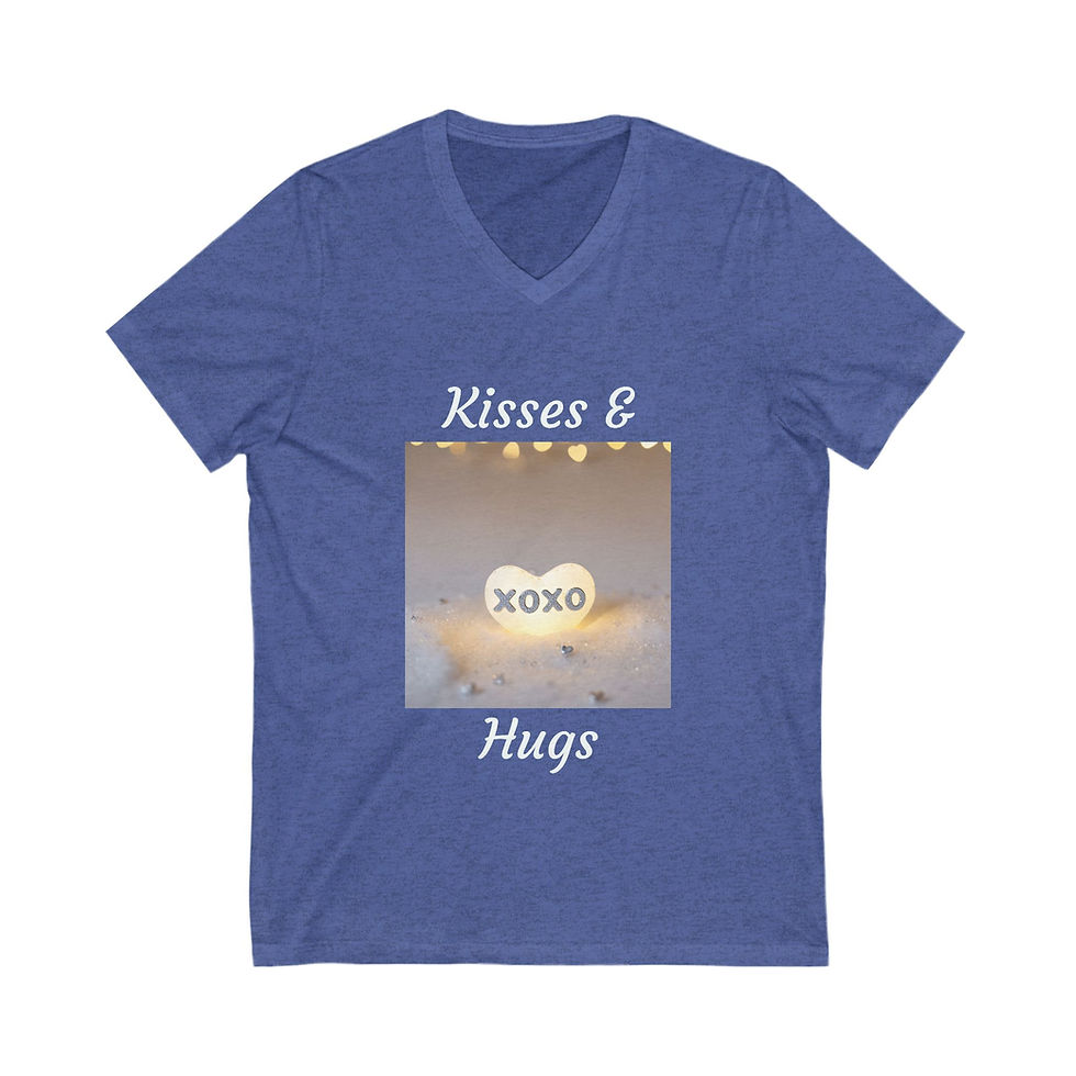 Thumbnail: Kisses & Hugs - Unisex Jersey Short Sleeve V-Neck Tee, More Colors  Available!