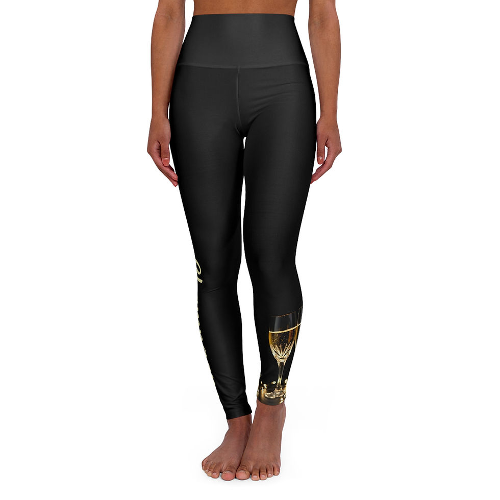 Thumbnail: Champagne, Cheers Collection Custom High Waisted Yoga Leggings 