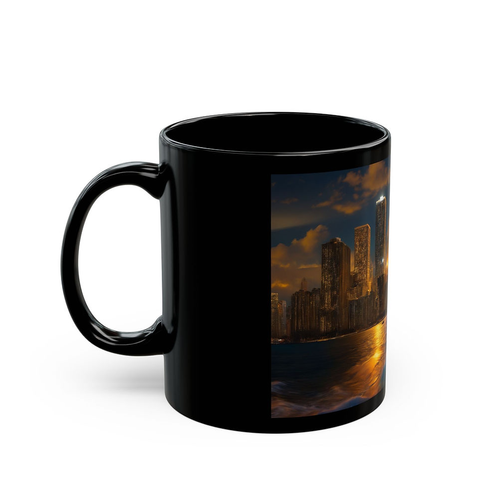 Thumbnail: Chicago Night Sky Black Mug 11oz