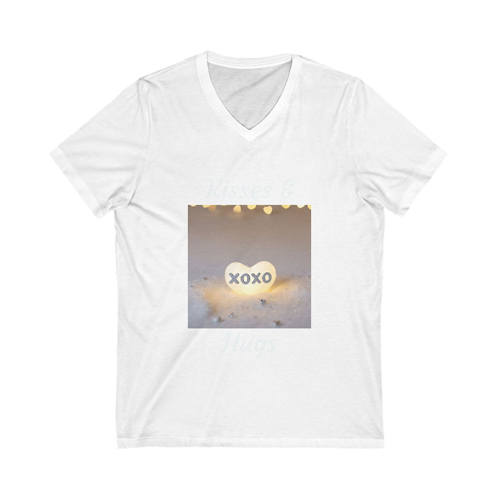 Kisses & Hugs - Unisex Jersey Short Sleeve V-Neck Tee, More Colors  Available!