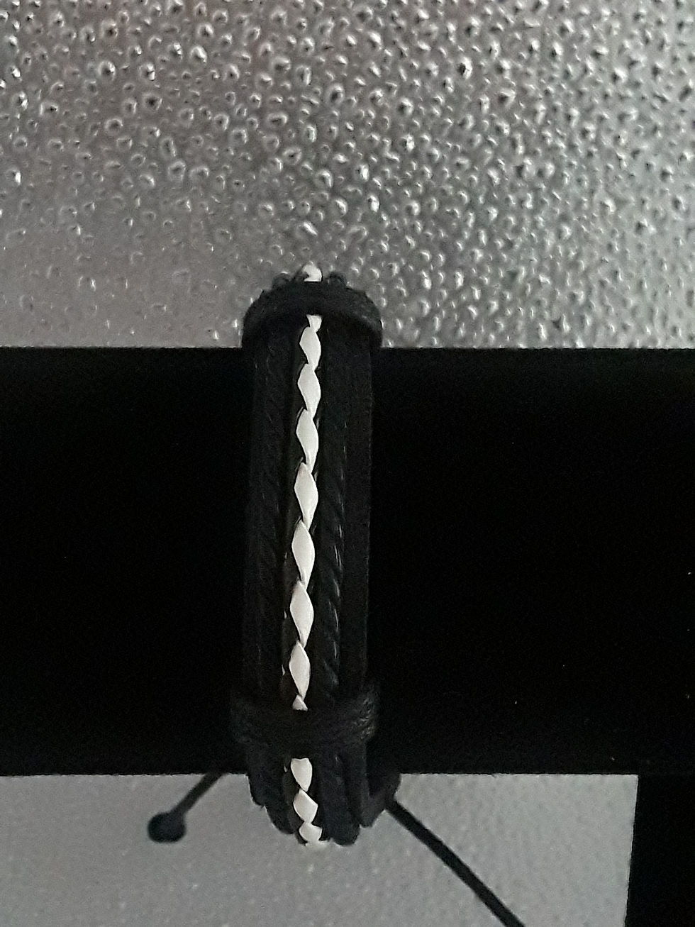 Thumbnail: Leather Bracelet- Black/White
