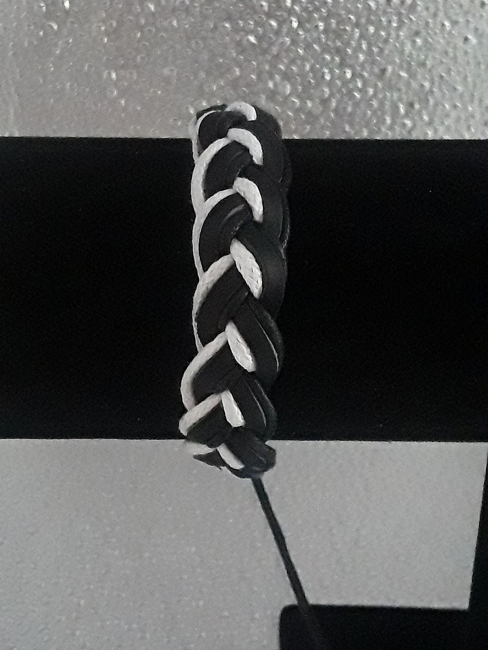 Thumbnail: Leather Bracelet- Black/White