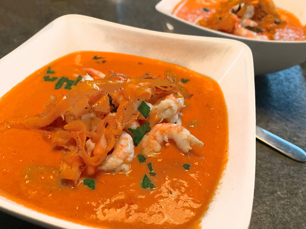 Krydret tomatsuppe med reker