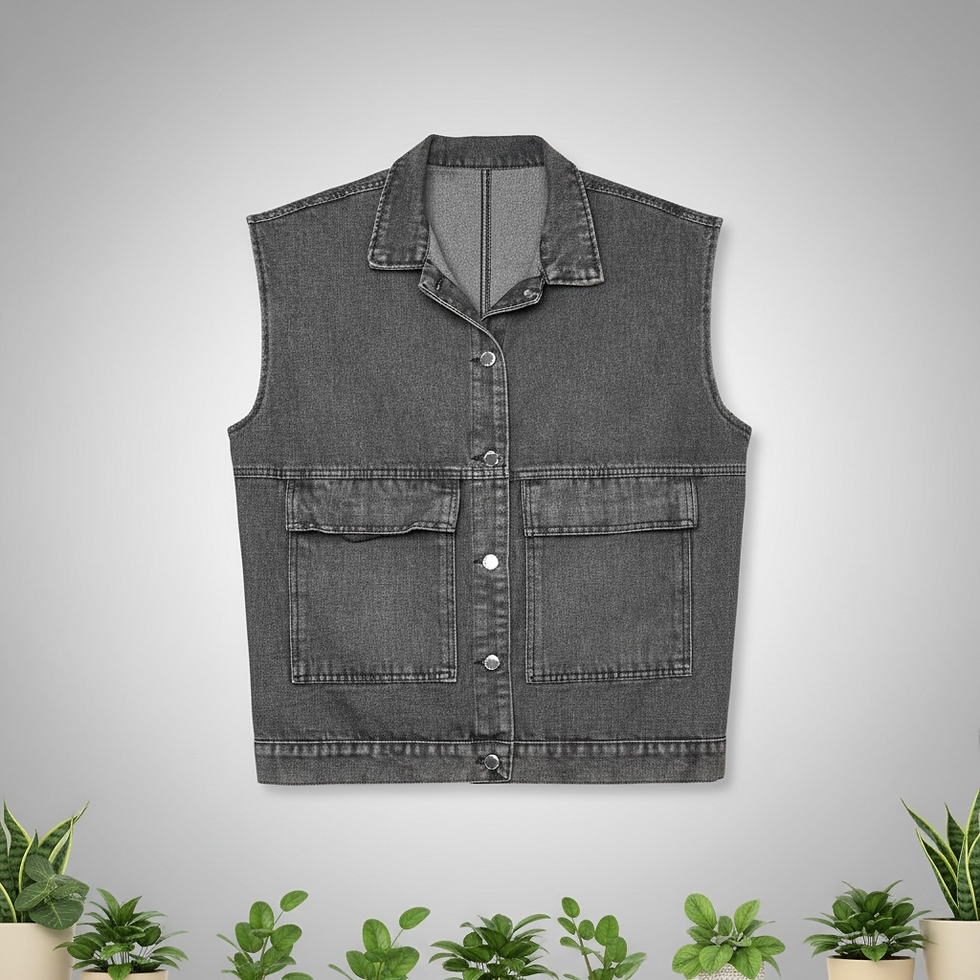 Thumbnail: Ganja Chica Oversized Denim Long Distressed Vest Jacket