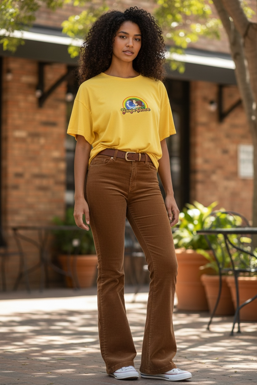 Yellow Ganja Chica Womens Oversized T Shirts Summer Top