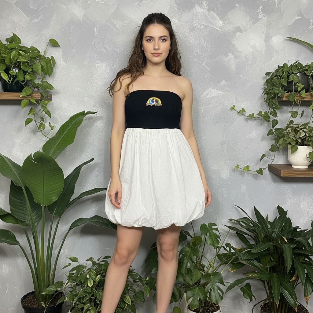 Black/White Ganja Chica Bubble Mini Dress