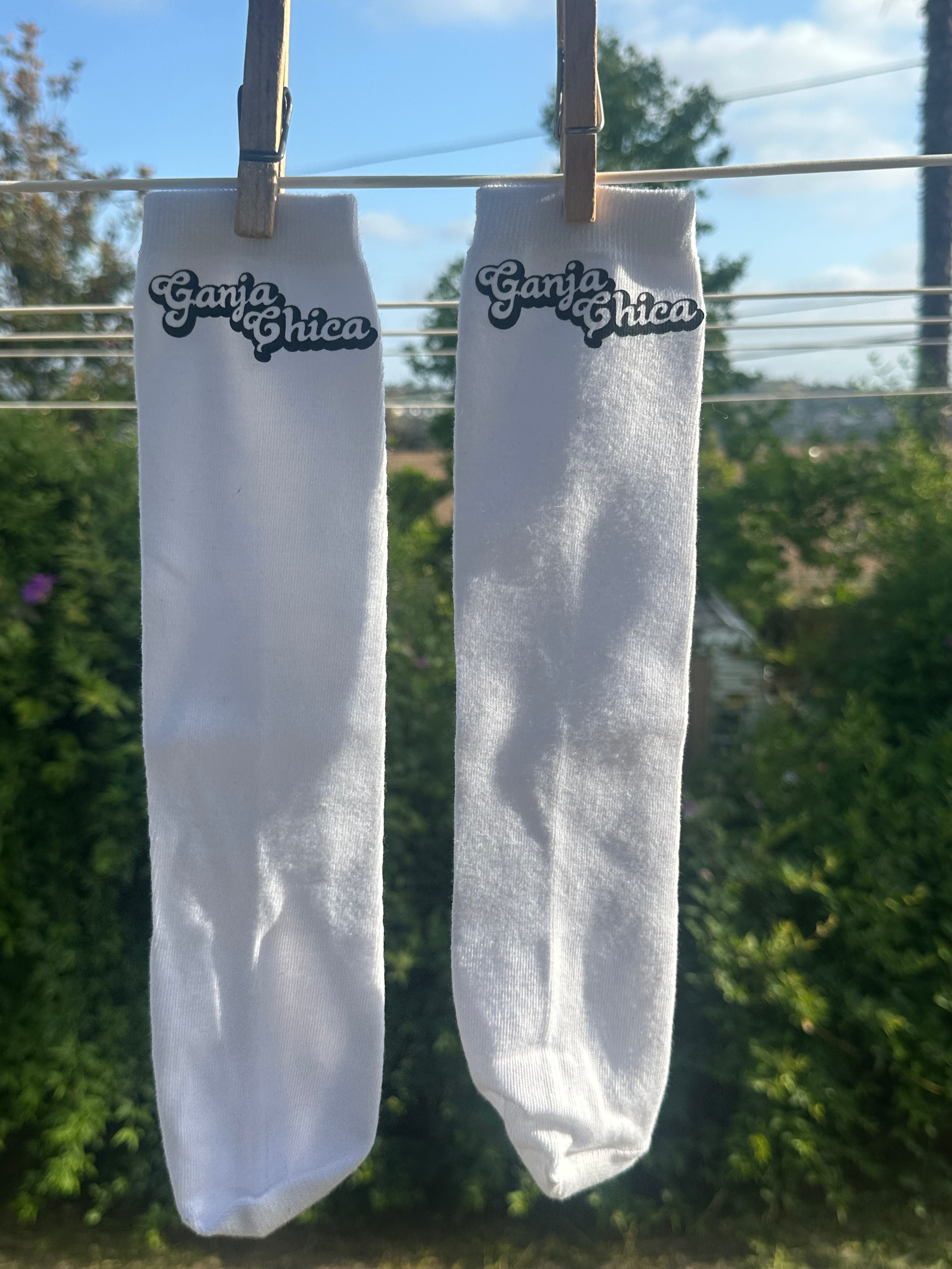 Ganja Chica Black & White Design Ankle Socks