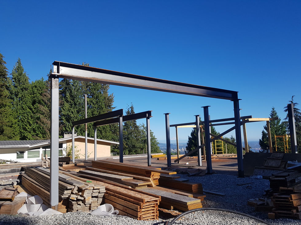 Structural steel beam installation in Kelowna BC commercial construction project