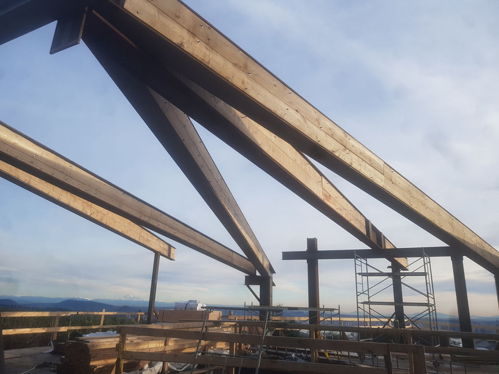Structural steel framework assembly for luxury West Vancouver property