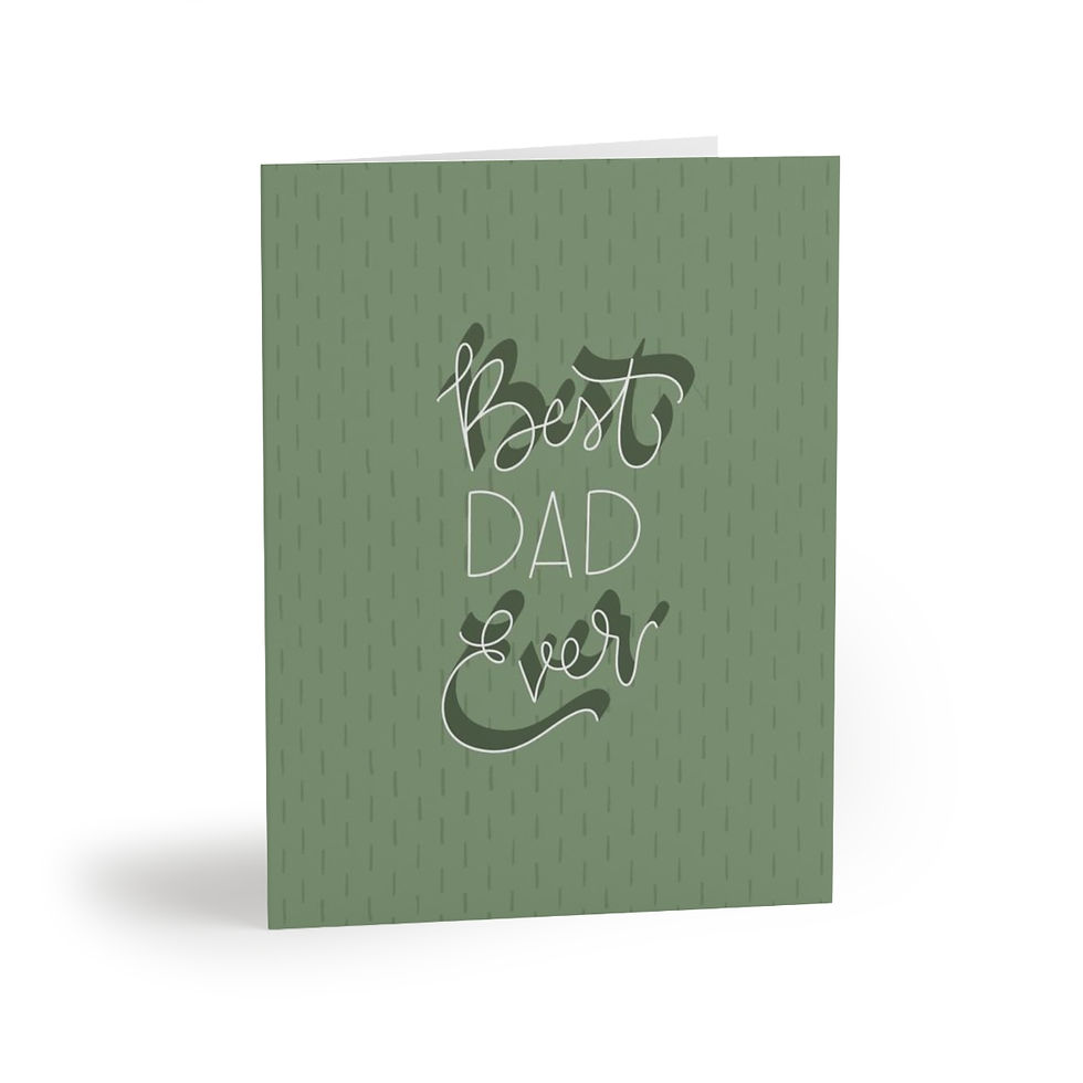 Green father's day card with 'best dad ever' lettering on white background.