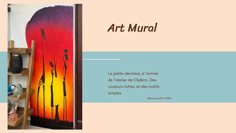 fresque murale coucher de soleil africain