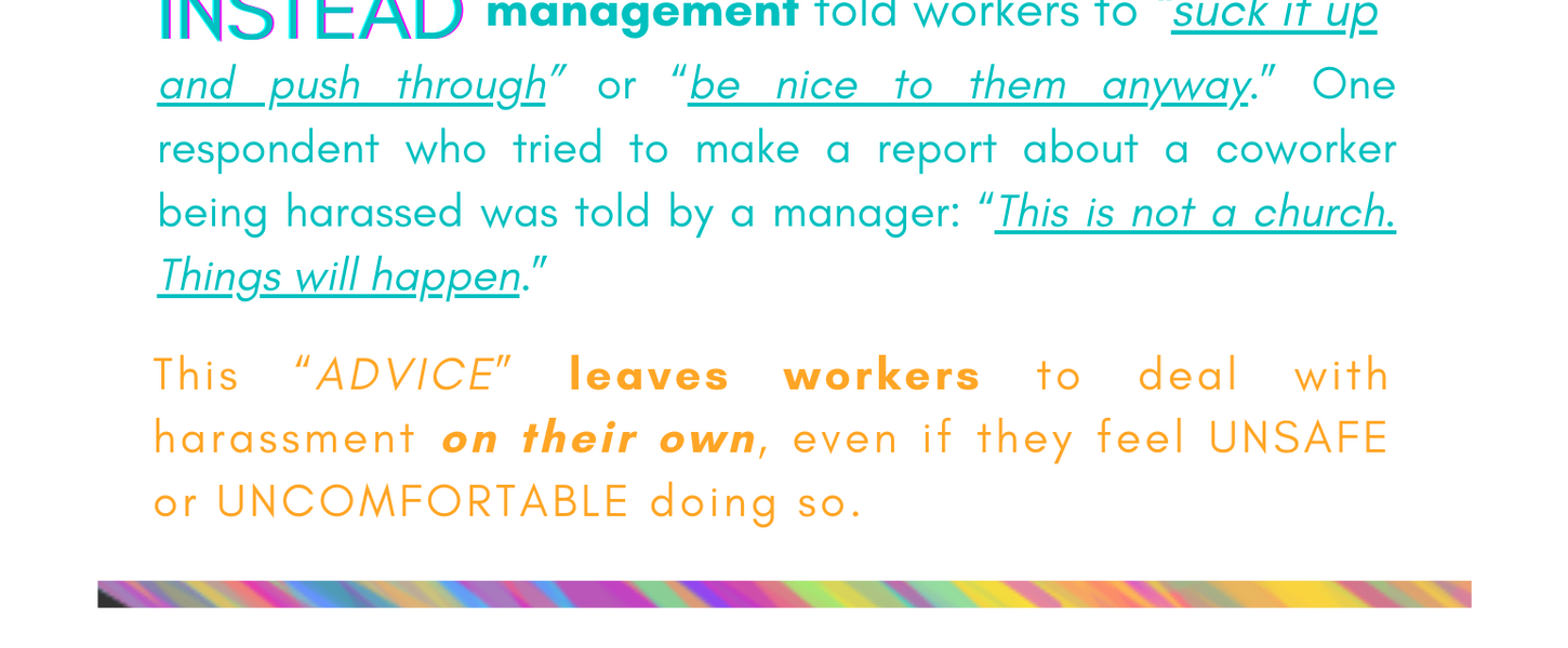 Research Report, data visualization, sexual harassment in the workplace, food service, hospitality, sexualized and gendered violence, graphic design, advertising, marketing, original art, graphics, Artist Preeti Pathak, Preeti's Purpose, @preetispurpose