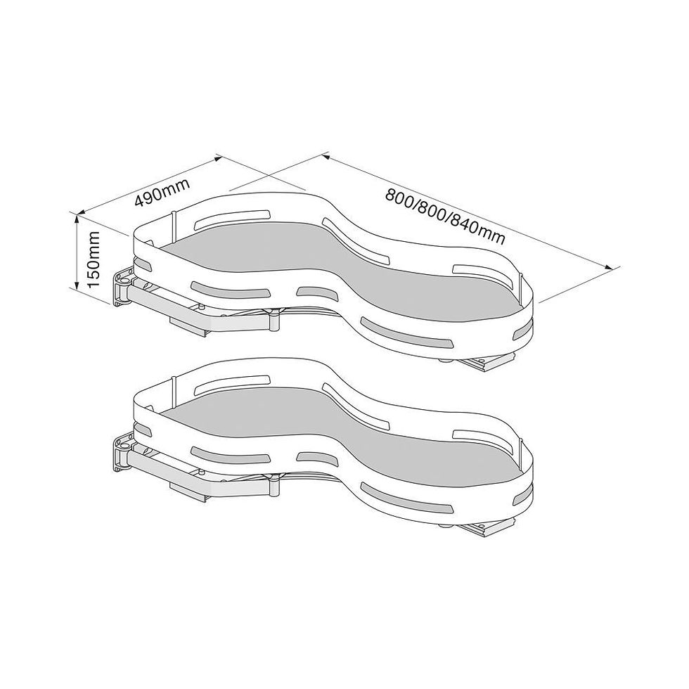 Thumbnail: MATERIA 371, Twin Shelf Corner Pull Out, Left Hand, To Suit 1200mm Wide Blind Co