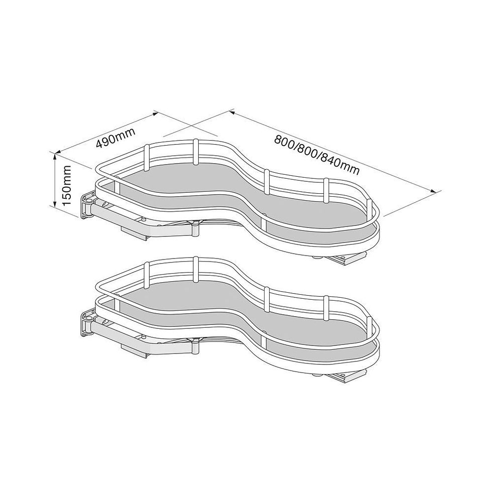 Thumbnail: Innostor Plus, NUVOLA 371, Twin Shelf Pull Out, Left Hand, To Suit 900mm Cabinet