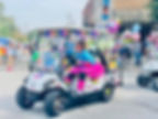 local woman decorates her golf cart for a fun addition to our parade!