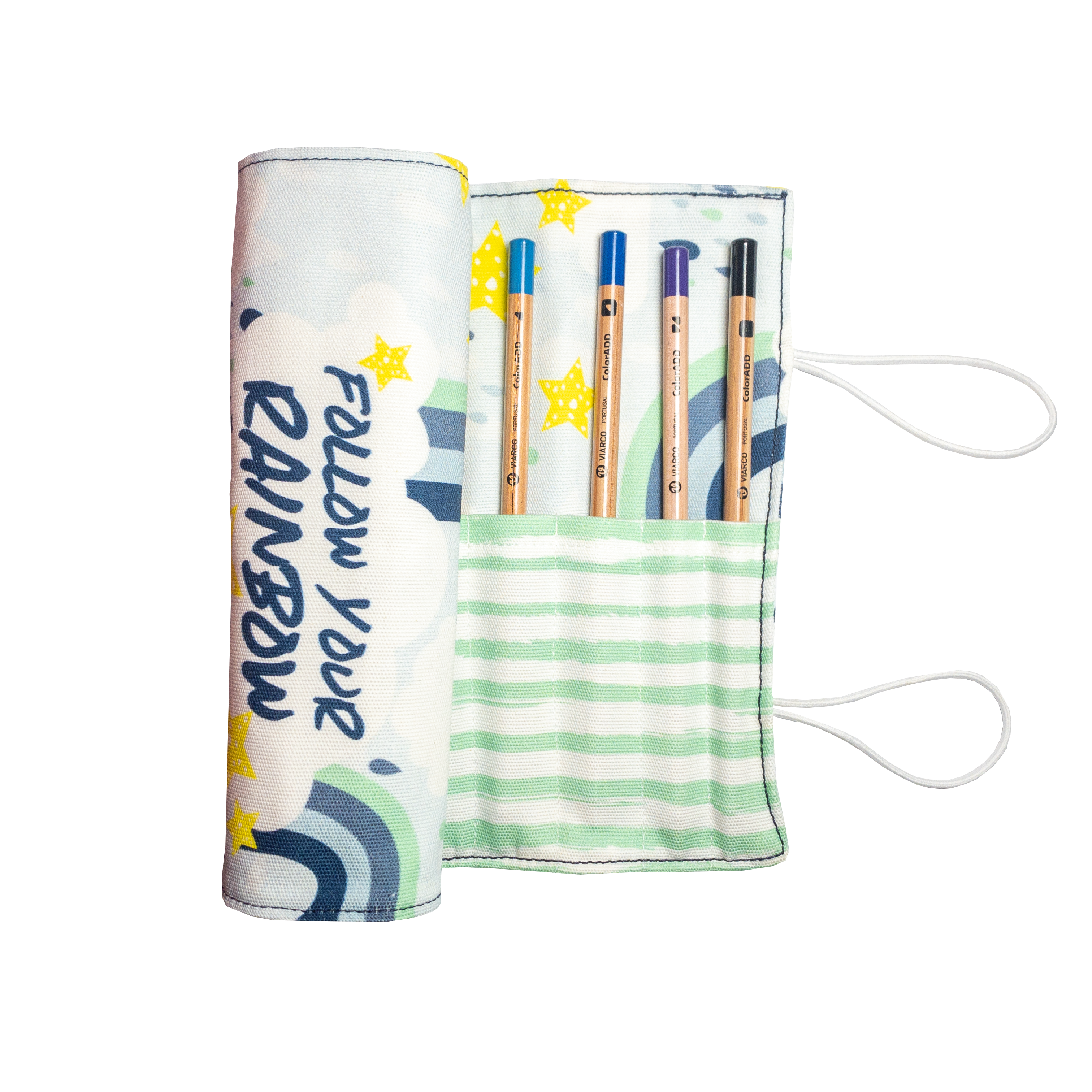 Blue Rainbow Long Pencil Case
