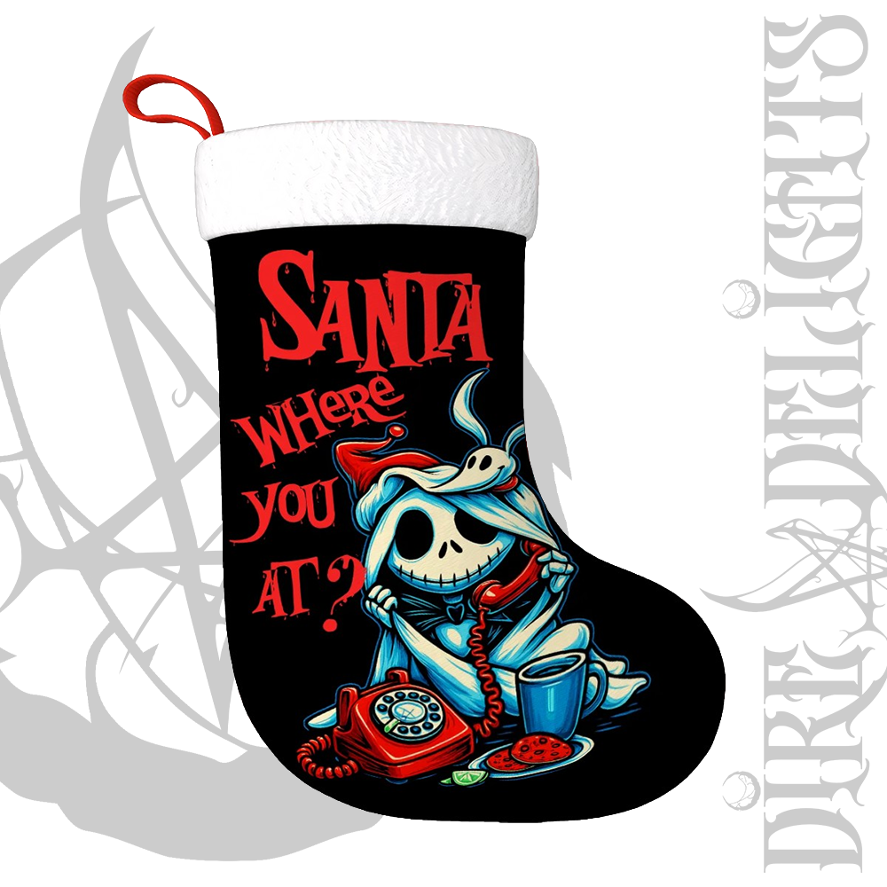 Jack Skellington 's Call: Santa Where You At? Fireplace Stocking