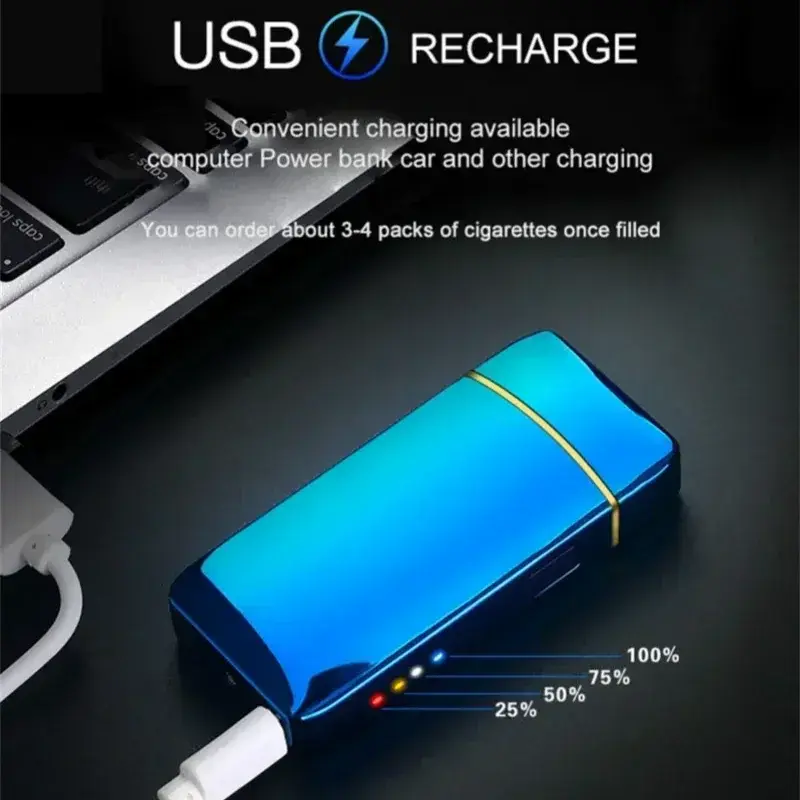 Thumbnail: Electric Windproof Metal Lighter Double Arc Flameless Plasma