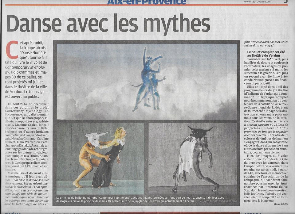 Article-de-presse-Maxime-Gralet-chorégraphe-Danse-Numérique-ballet-numérique-Contemporary-Mithology-
