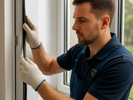 Ein Fenstermonteur beim Dichtungstausch