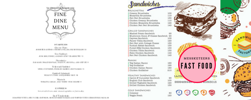 Fine Dine vs Take Away style of Menu