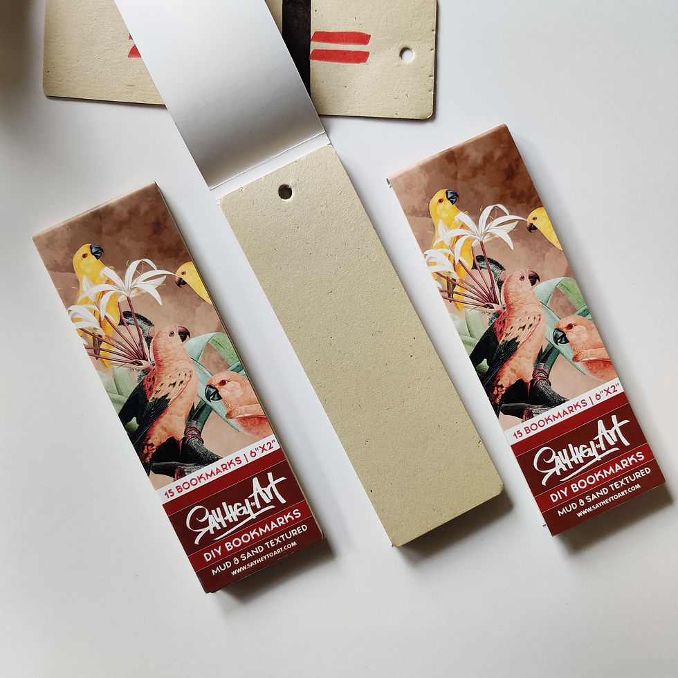 Thumbnail: Pack of 1 DIY Book Marks - ( Beautiful parrots ) | Brown Toned Mud & Sand Papers