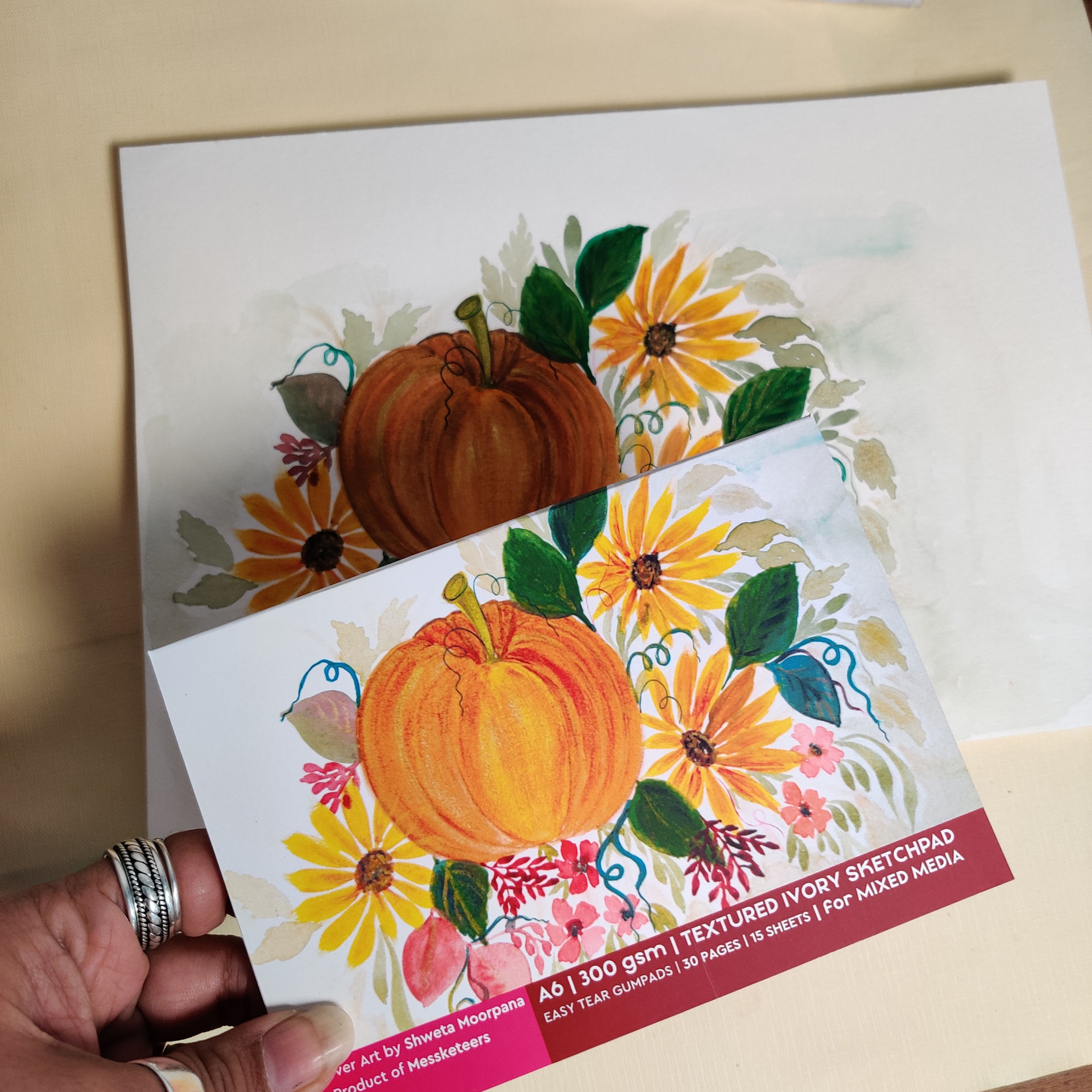 A6 300 gsm - Ivory Textured Sketchpad (Pack of 2) | For Acrylics | Pumpkin