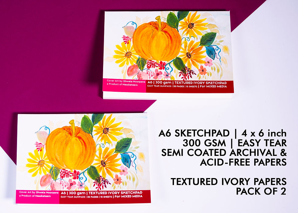 Thumbnail: A6 300 gsm - Ivory Textured Sketchpad (Pack of 2) | For Acrylics | Pumpkin