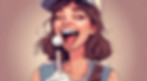 A FUN ILLUSTRATION OF A GIRL WEARING A CUTE GOLF HAT AND ACTING GOOFY WHILE SIPPING A CHOC