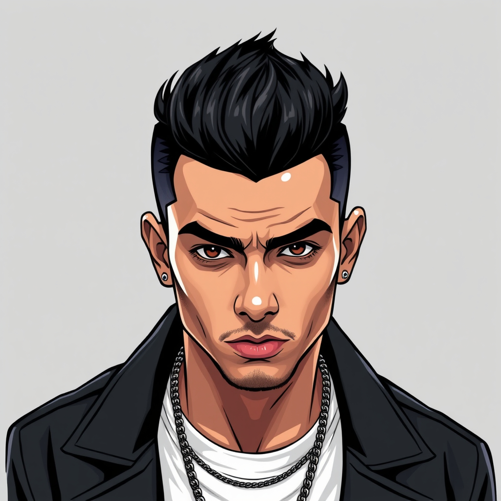 the hip hopper boy with black hair, with james bond like hair styling , only the face.jpg