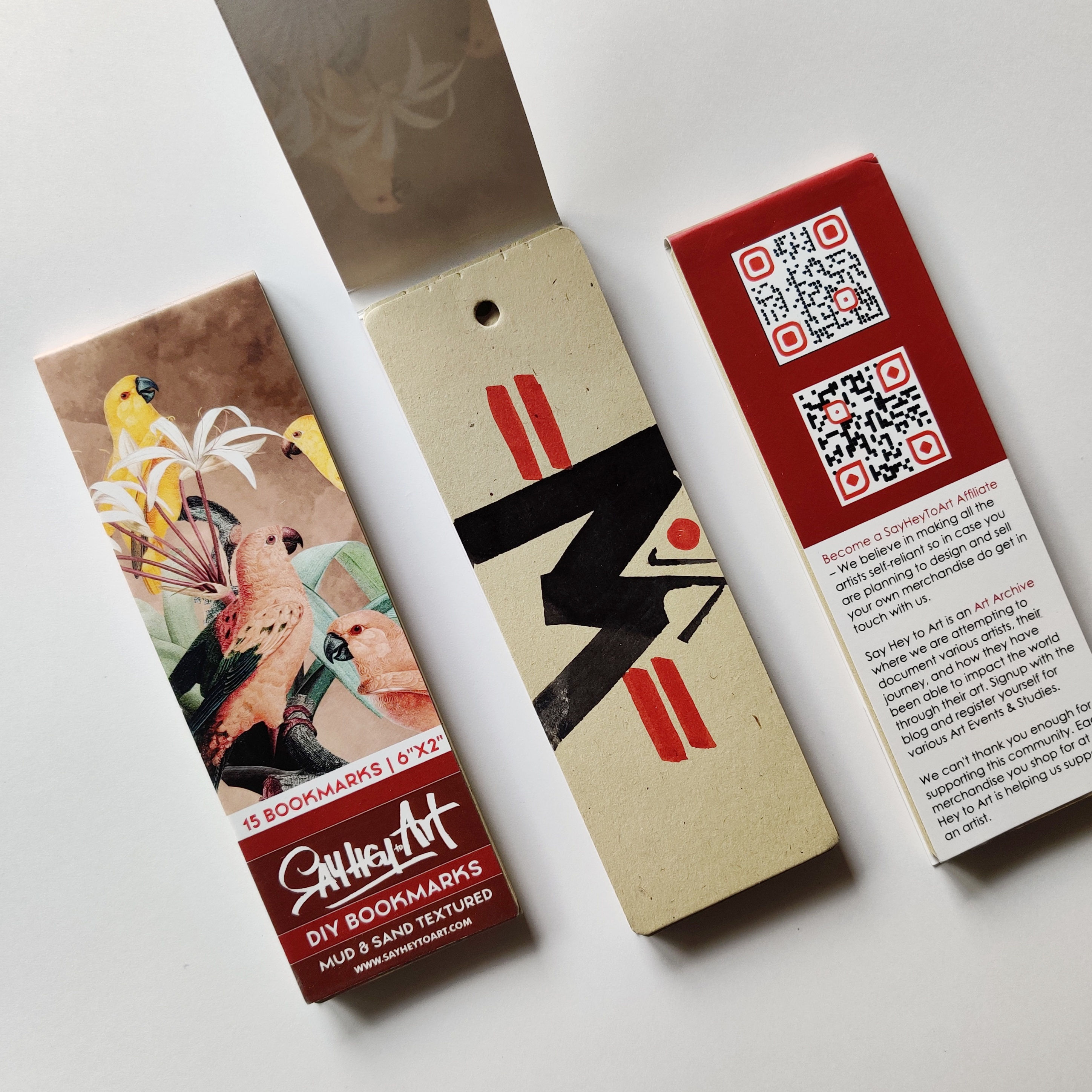 Pack of 1 DIY Book Marks - ( Beautiful parrots ) | Brown Toned Mud & Sand Papers