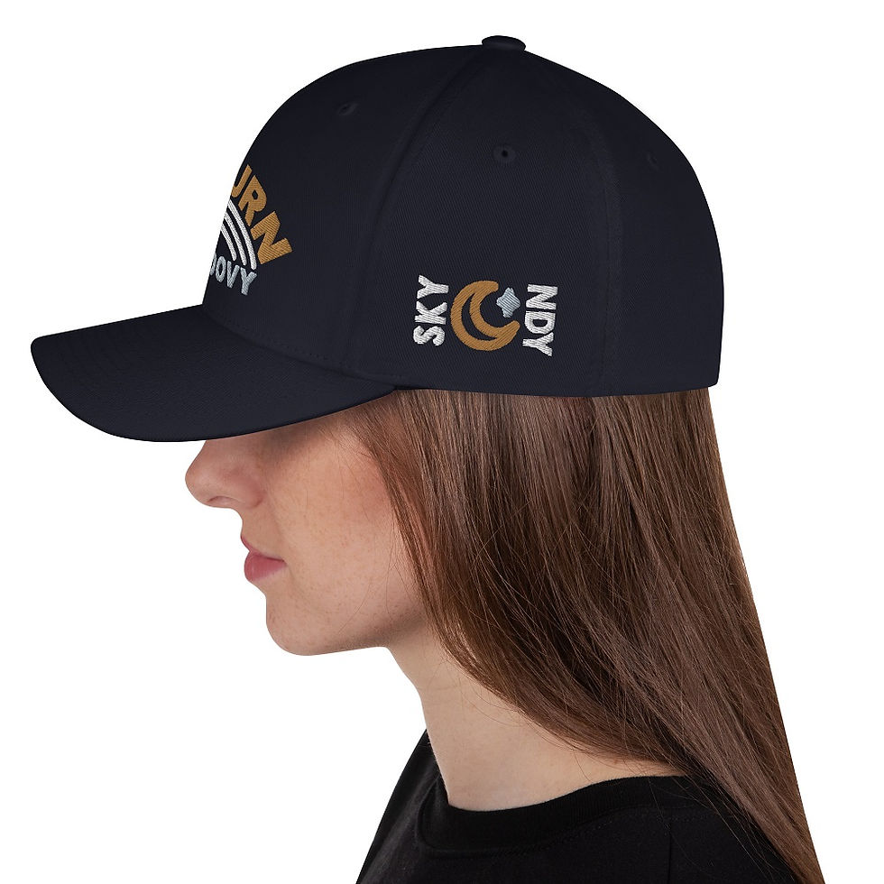 Thumbnail: Saturn Is Groovy -- Flexfit Structured Cap (Dark Navy)