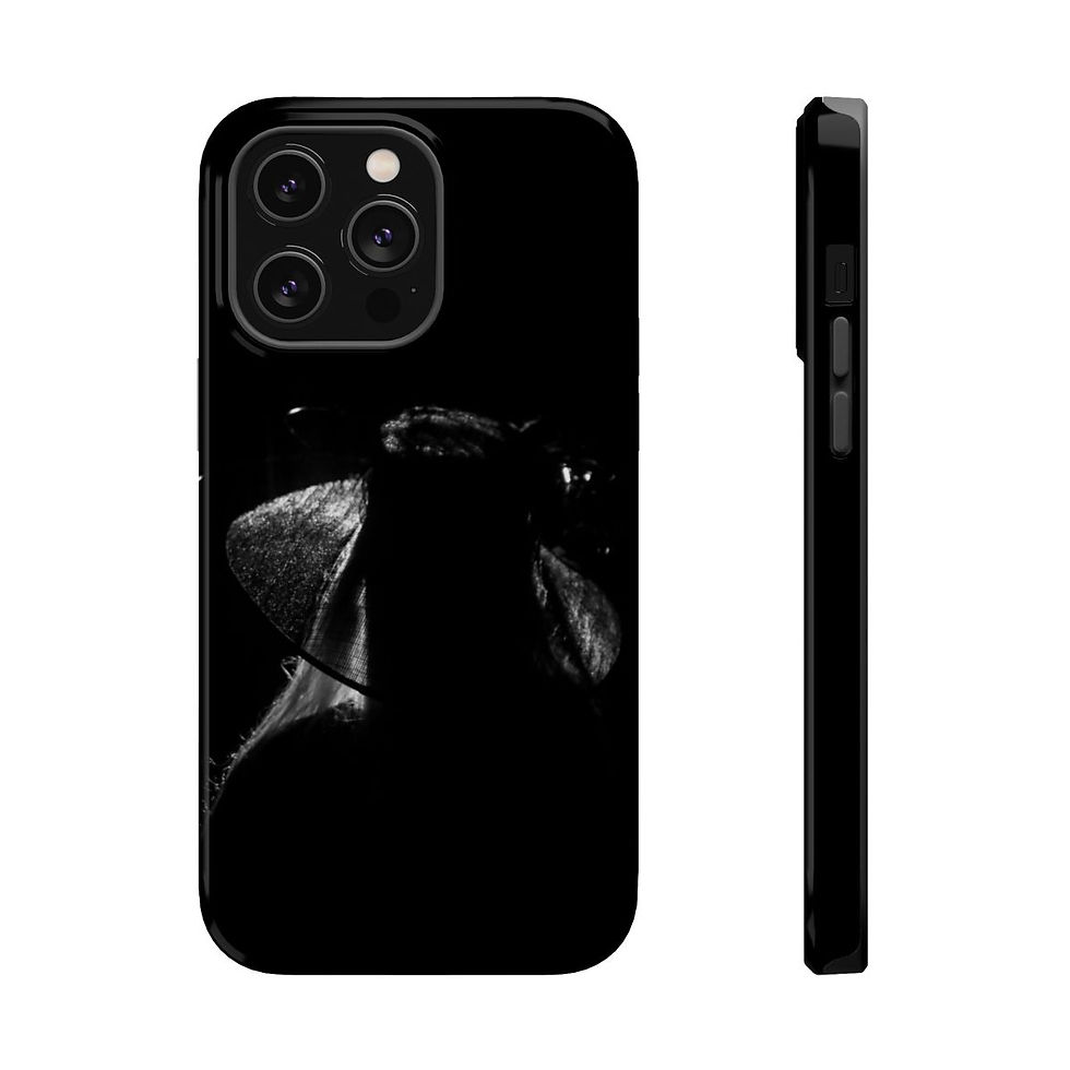 Thumbnail: Victorian Woman in Large Hat Silhouette Magnetic Phone Case Black & White Photo