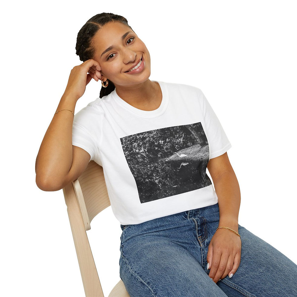 Thumbnail: A Bird Named Narcissus Softstyle Graphic Tee Black and White Photography