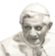 black and white chalk pastel drawing by Mercedes Victoria of Pope Benedict XVI from series The Eleventh Hour