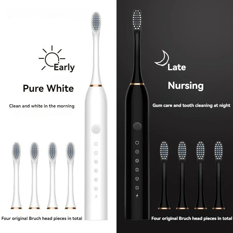 Electric Ultrasonic Toothbrush Six Speed Mode Home Soft Hair USB Charging Waterp