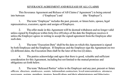 A Quick Reminder On The Effect Of A General Release In A Severance Agreement