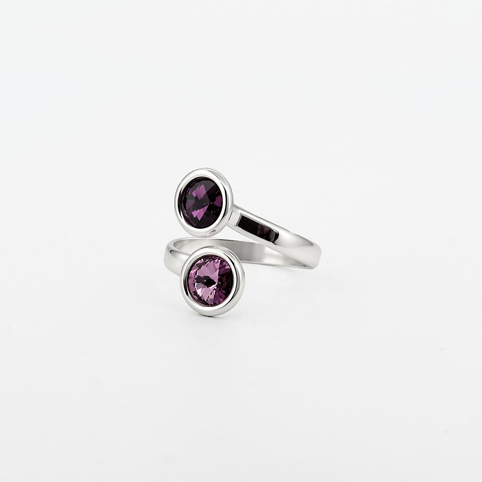 Miniaturbild: Verstellbarer Toi et Moi Ring aus 925er Sterlingsilber und Swarovski® Kristallen