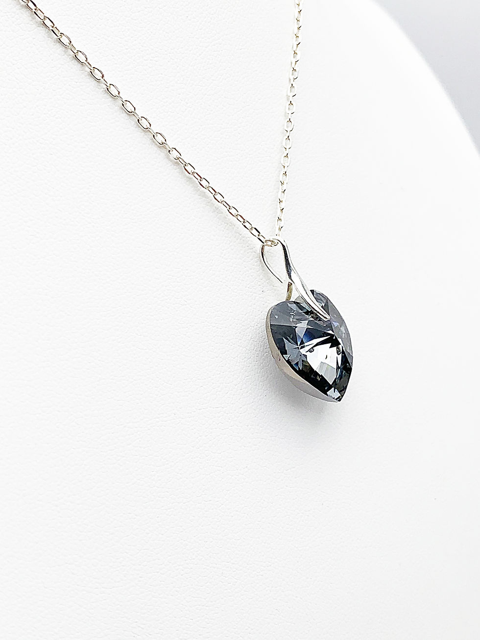 Miniature : Collier Cœur, pendentif cœur en cristal noir, Silver Night, argent 925