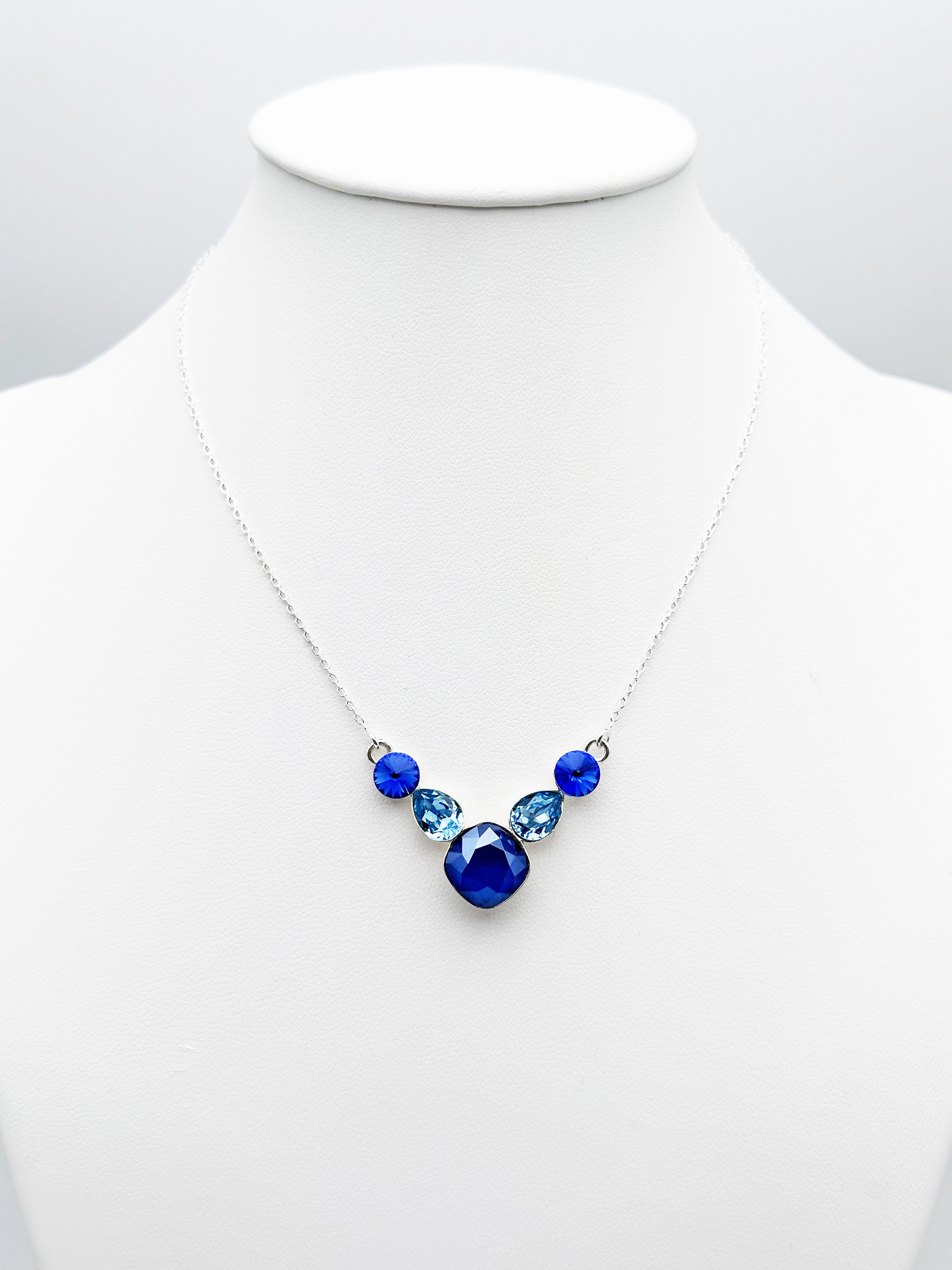 Collier Vaïana, pierres en cristal bleu, argent 925