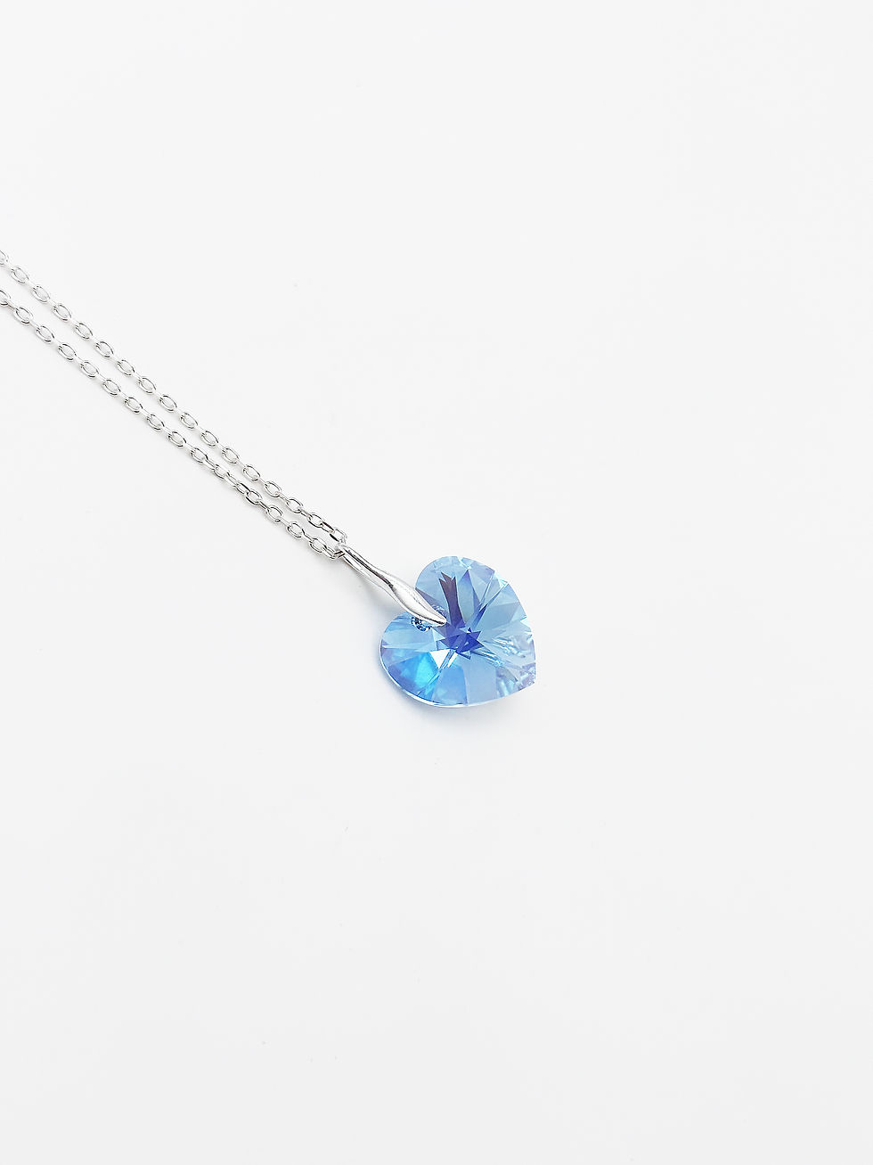 Miniature : Collier Cœur, pendentif cœur en cristal bleu, Aquamarine, argent 925
