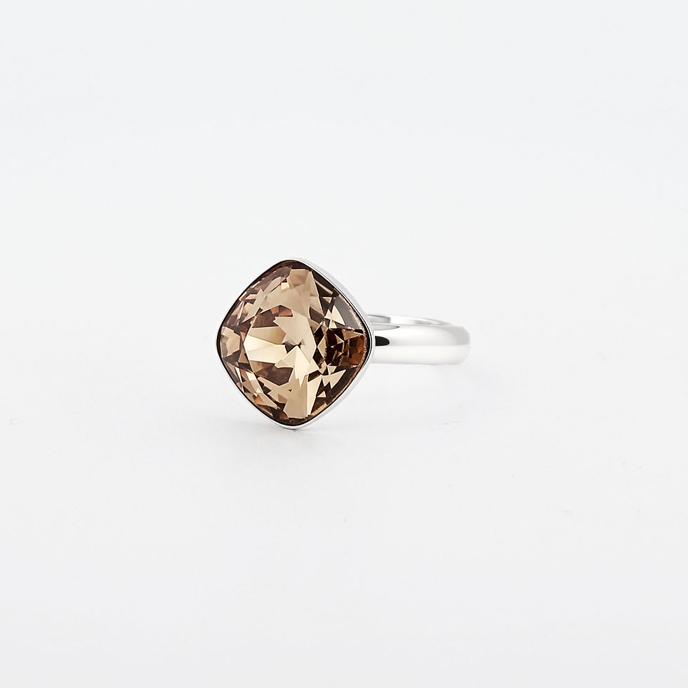 Miniaturbild: Bague argent Cléa Audacieuse cristal Swarovski topaze doré 12mm.